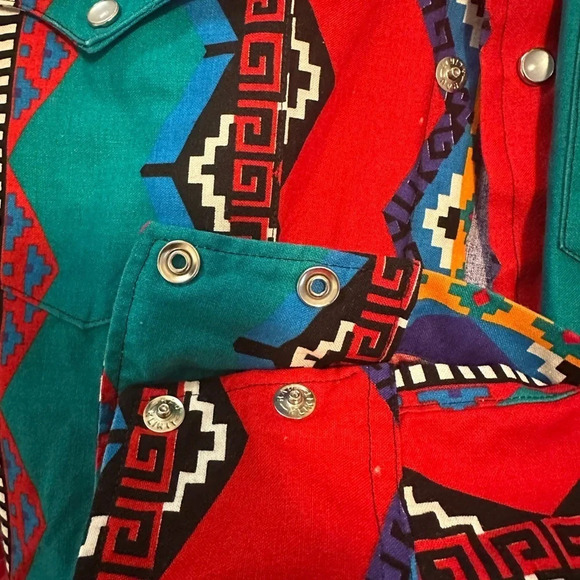 Vintage H Bar C California Ranchwear Button Front Aztec Shirt Mens 16/ 34 - Picture 7 of 7